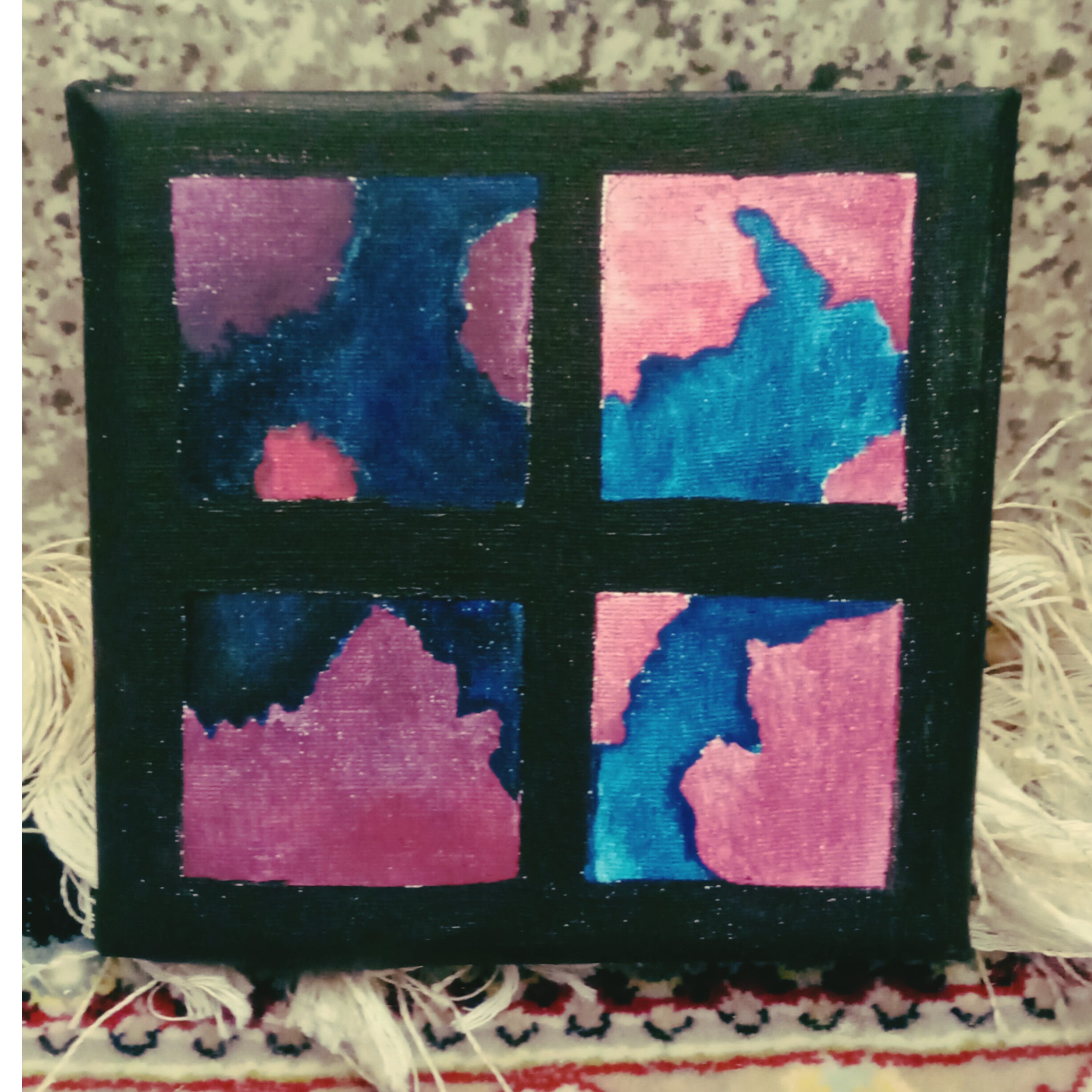 بوم دو اسمان در یک پنجره هوای ابری سایز ده در ده فانتزی کوچولو و خاص