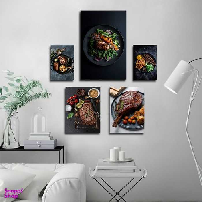 تابلو شاسی بکلیت طرح رستوران و استیک گوشت مدل SH-1805 مجموعه 5 عددی