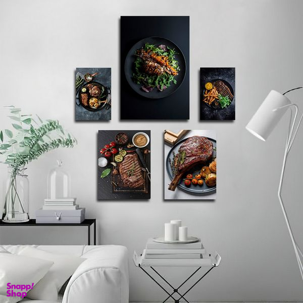 تابلو شاسی بکلیت طرح رستوران و استیک گوشت مدل SH-1805 مجموعه 5 عددی