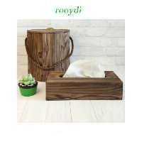 ست سطل آشغال و دستمان کاغذی چوبی ضد آب پوشش سیلرکیلر رنگ قهوه ای