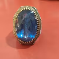 رکاب تمام قلم زنی با سنگ توپاز اصل