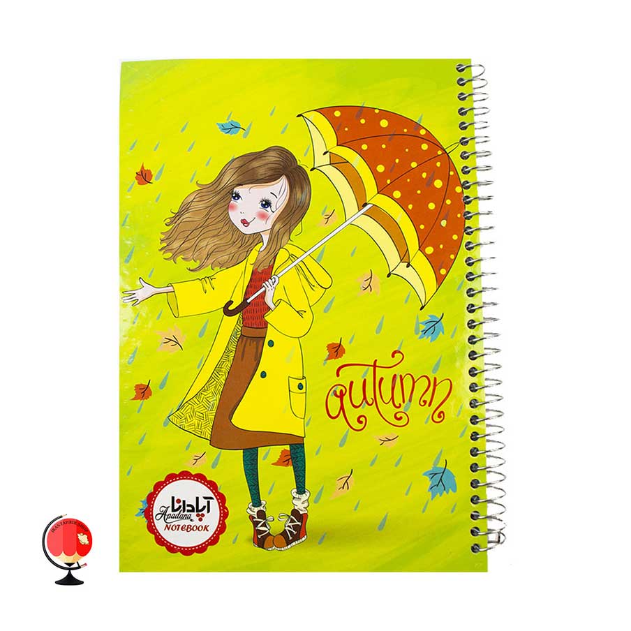دفتر مشق 100برگ سیمی طرح دختر پاییزی جلد سخت آپادانا