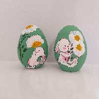 تخم مرغ رنگی  عید سفالی طرح خرگوش مجموعه دو عددی
