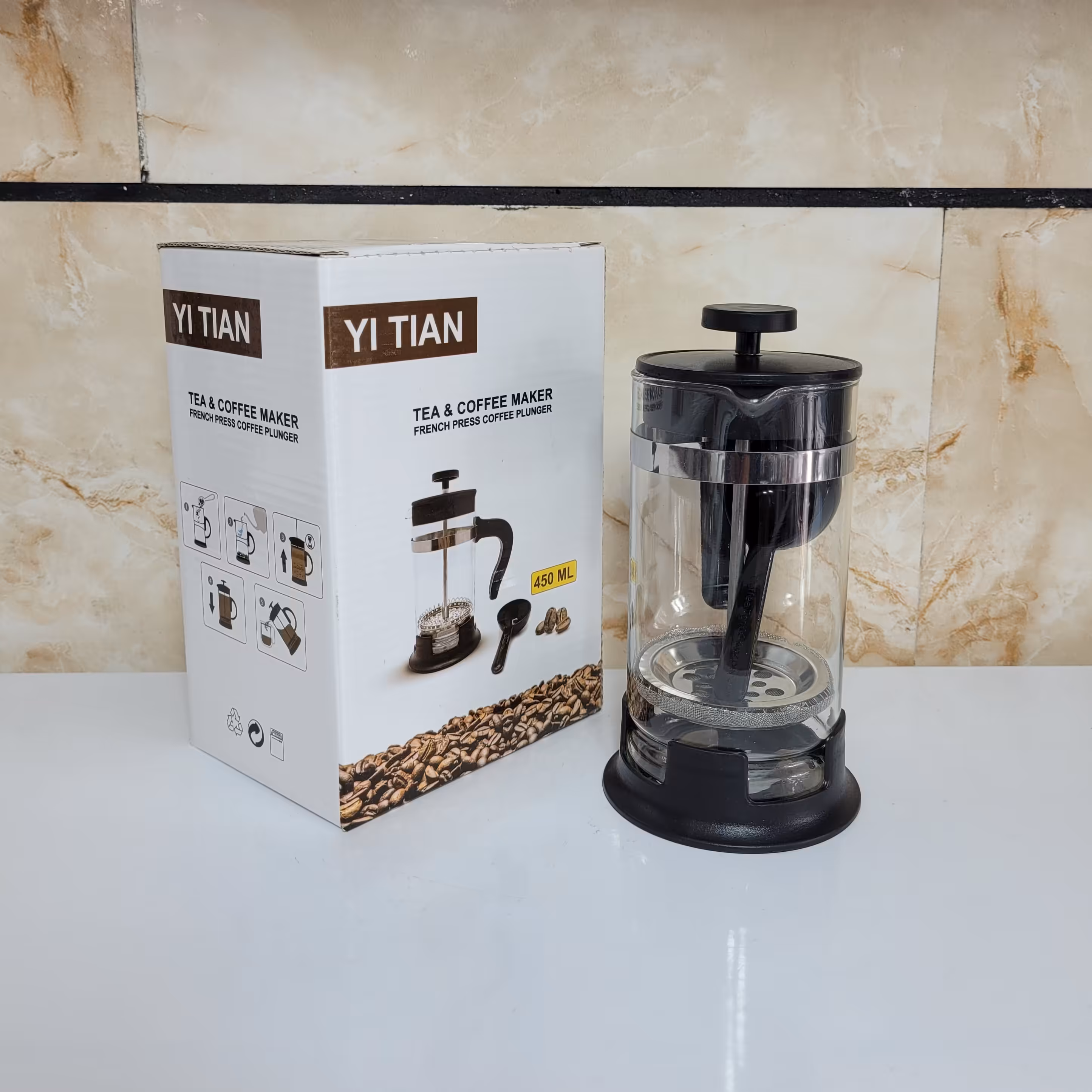 فرنچ پرس 450 میلی لیتر  شیشه خارجی