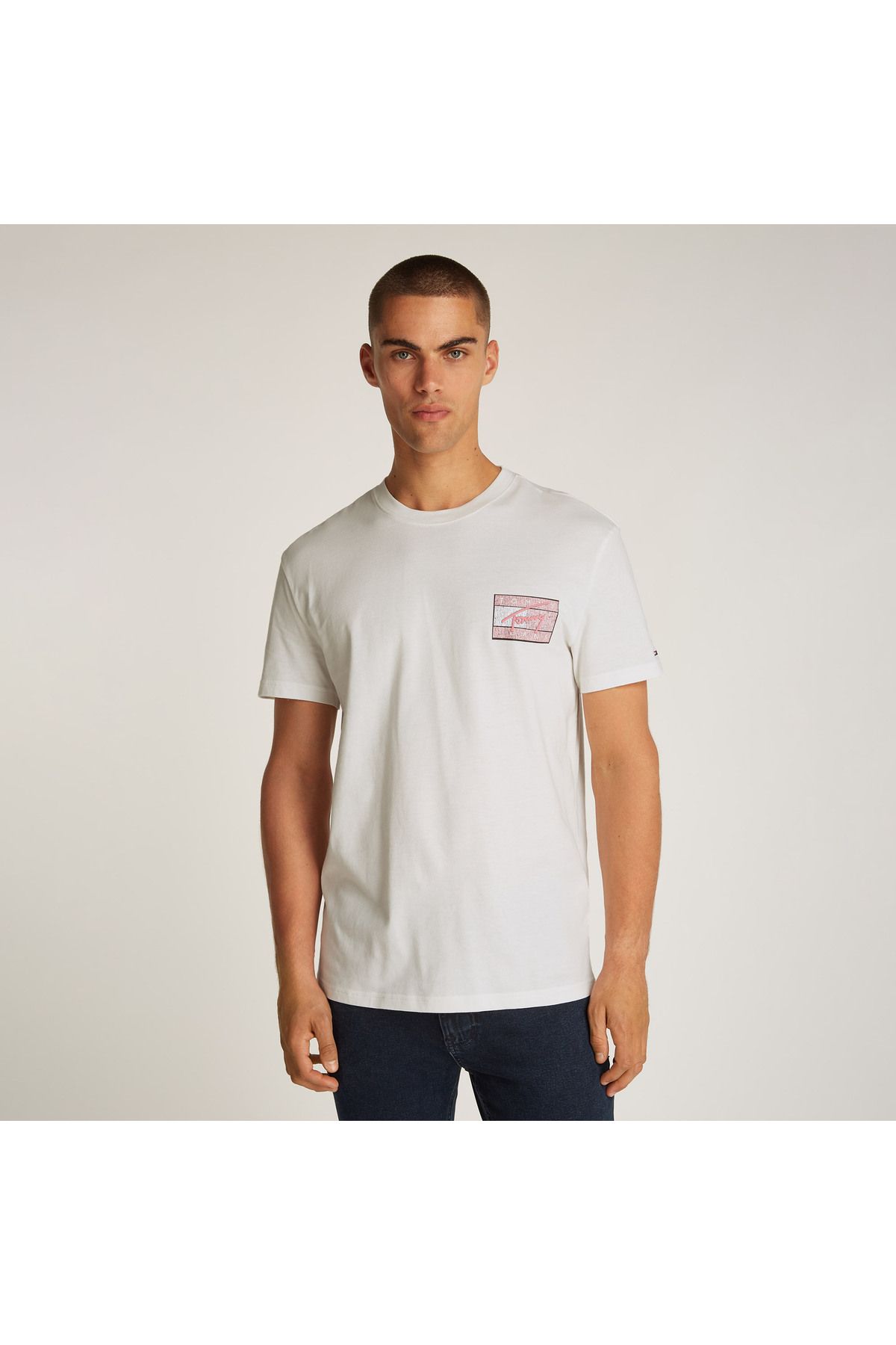 تی شرت مردانه آرم امضاء T ECRU Tommy Hilfiger