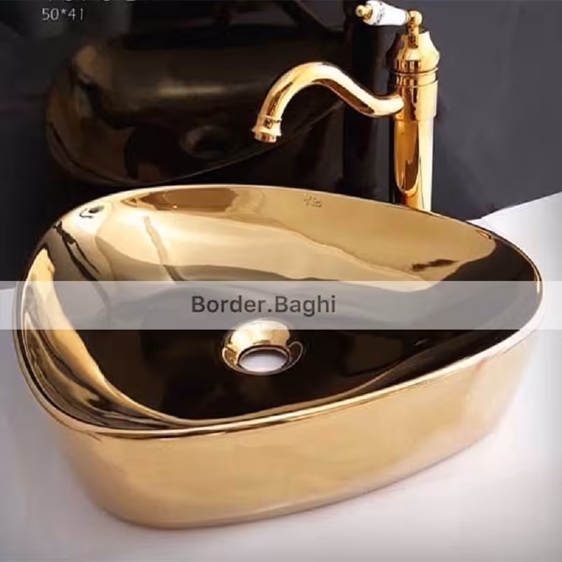 کاسه روشویی مدل مثلث کامل طلایی