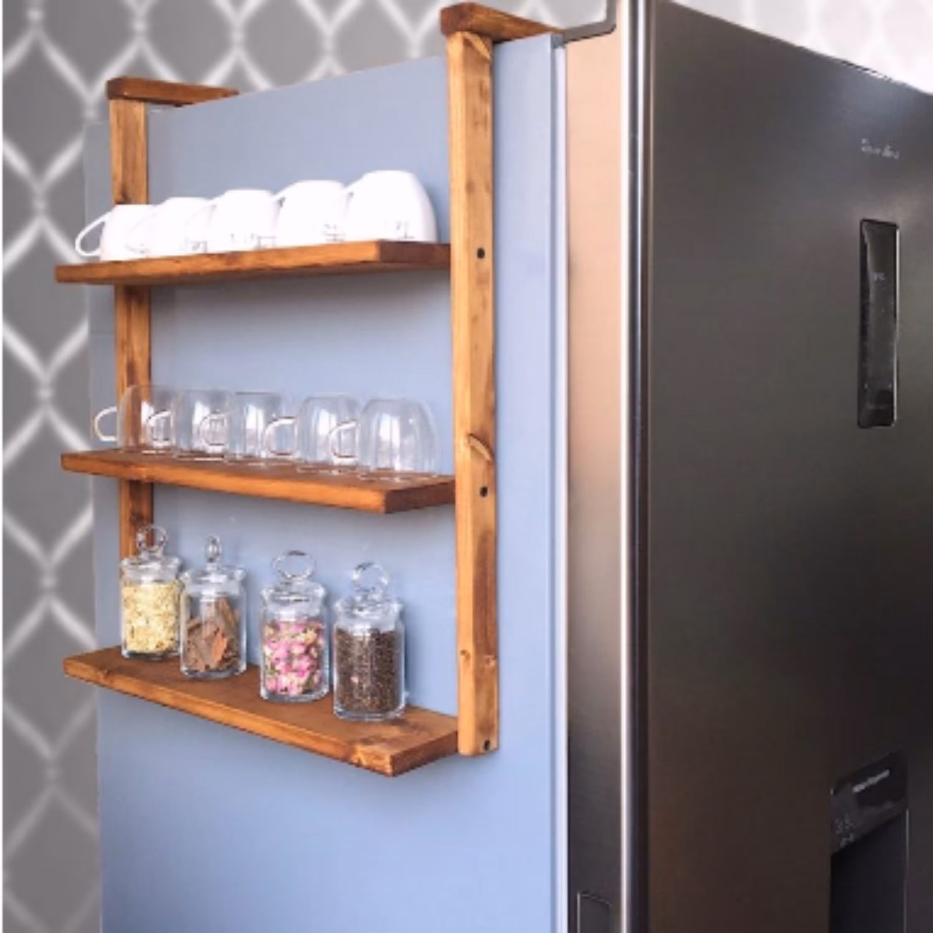 شلف دیوار ی روستیک دکور مدل کنار یخچالی کوتاه