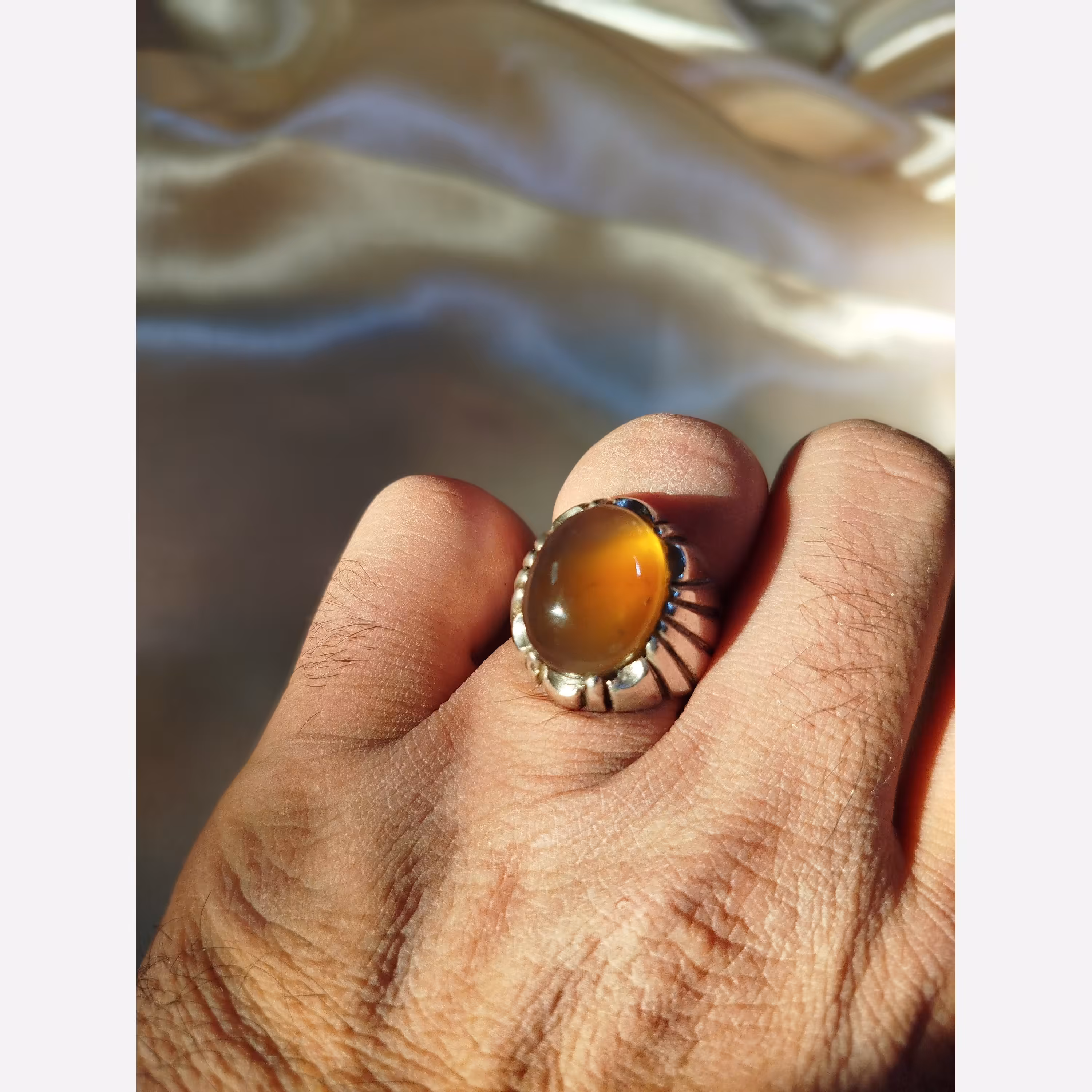 انگشتر عقیق نباتی 