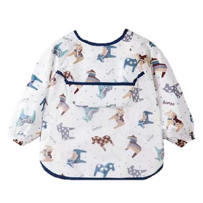 پیشبند نوزادی  آستین دار  کاسه دار طرح اسب 