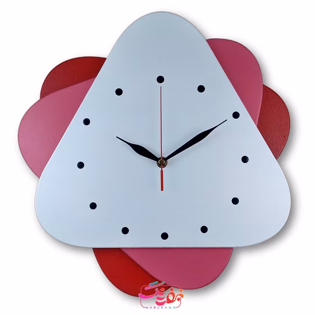 ساعت دیواری دست ساز جنس ام دی اف وزن 800 گرم قرمز