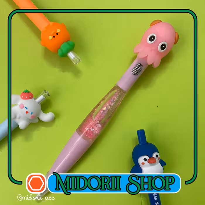 خودکار فانتزی آکواریومی - هشت پا چراغ دار- رنگ صورتی