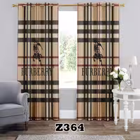 پرده چاپی طرح برند باربری(BURBERRY) کد Z364 تک قواره ارتفاع 300 عرض 140 سانت
