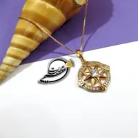 گردنبند مارک Xuping از جنس مس روکش طلا طرح خاص با اعداد یونانی نگین کاری طلایی بسیار زیبا 