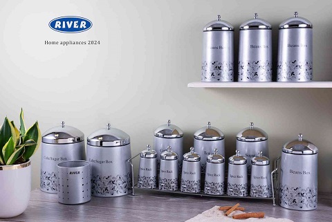 سرویس آشپزخانه 17 پارچه ریور مدل کنیک نقره ای درب کرومی