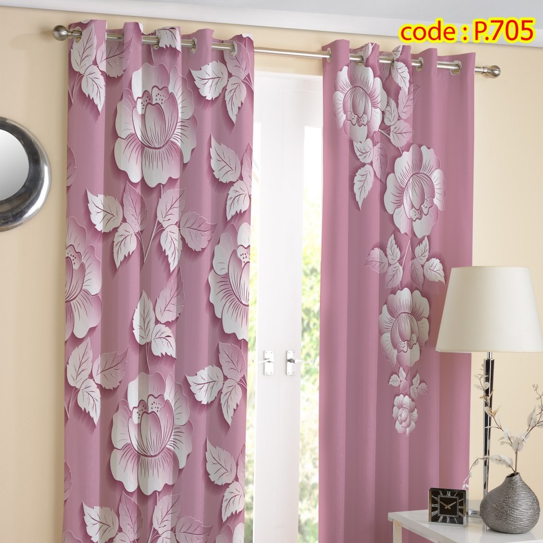 پرده پذیرایی دو قواره طرح گل سه بعدی کد P705