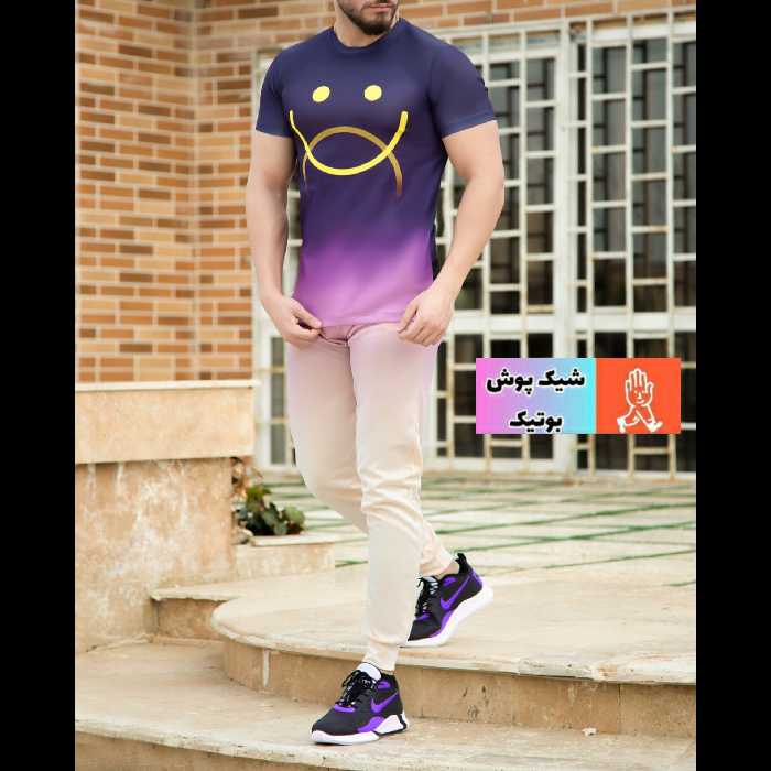 ست تیشرت شلوار بسیار شیک رنگ بنفش سایز l xl تعداد محدود