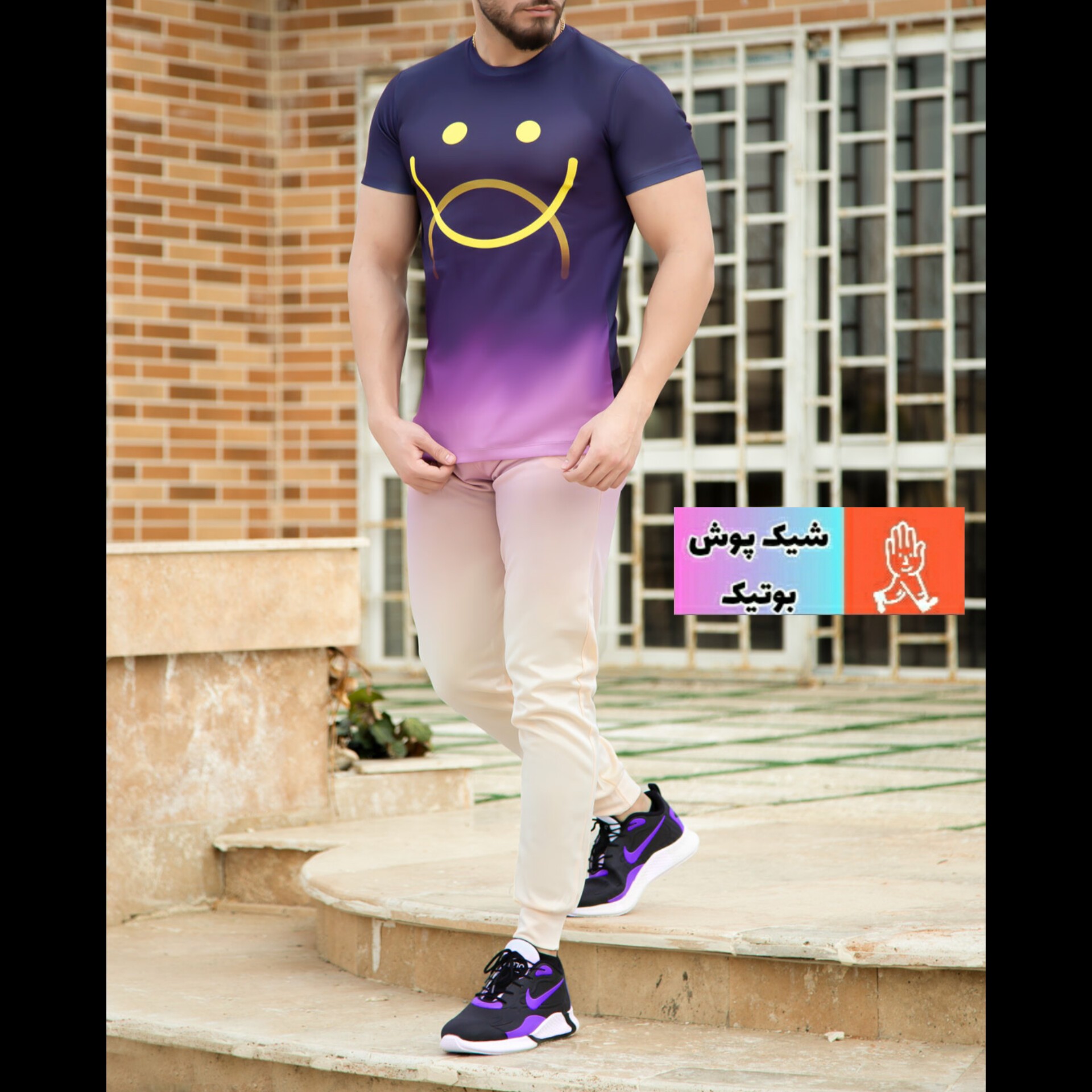 ست تیشرت شلوار بسیار شیک رنگ بنفش سایز l xl تعداد محدود