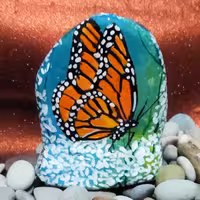 نقاشی روی سنگ  ، طرح پروانه6