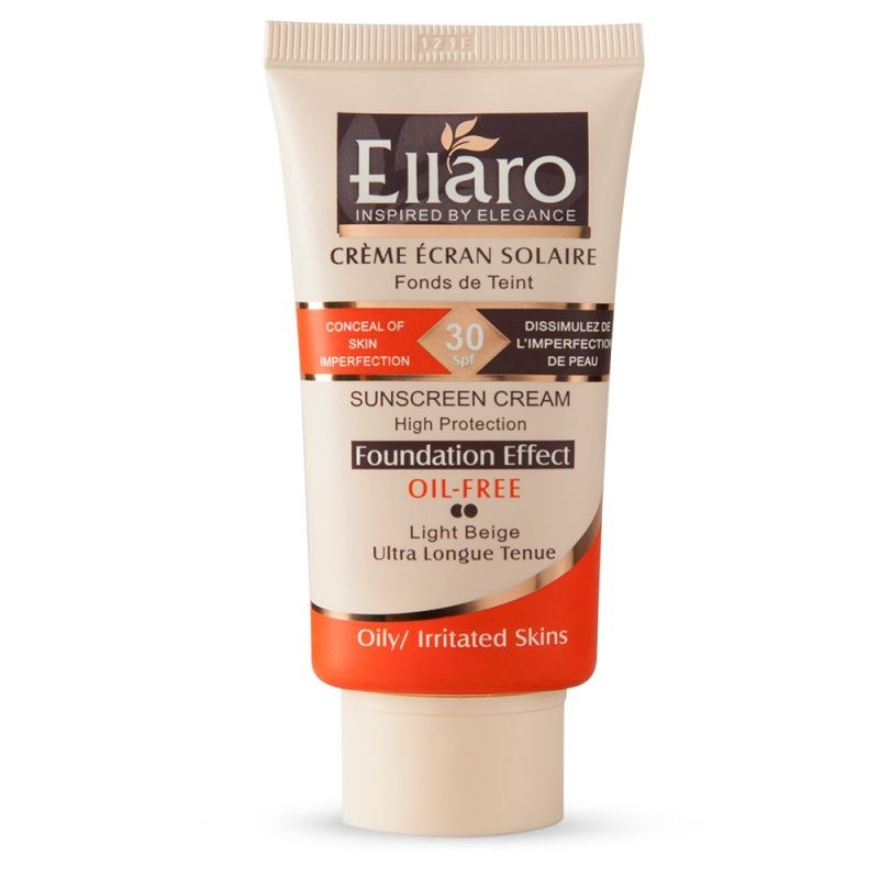 ضد آفتاب الارو Ellaro کرم پودری فاقد چربی 30 SPF بژ روشن حجم 40 میلی لیتر (2نقطه