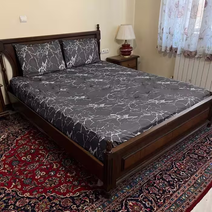 ملحفه کشدار طرح ماربل 2 نفره 3 تکه عرض 180