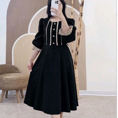 پیراهن عروسکی مخمل کبریتی مدل ارکیده