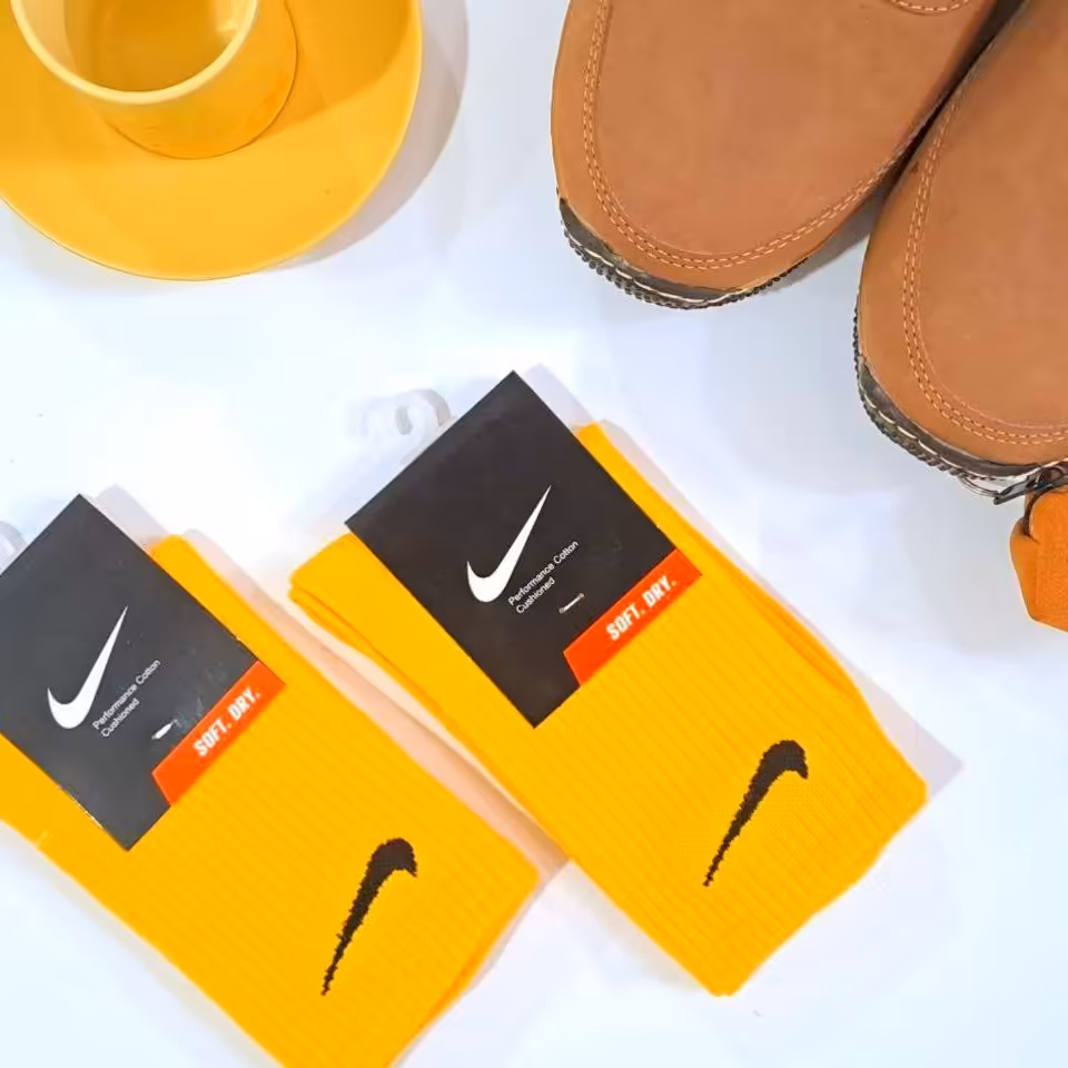 جوراب ساقدار پنبه اسپرت زرد رنگ عمده (پک 10 جفتی)