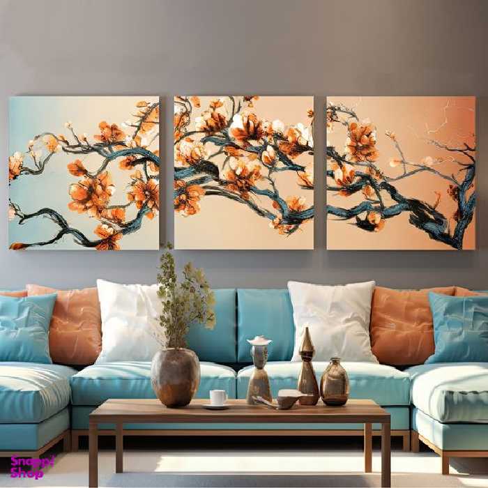 تابلو شاسی بکلیت نقاشی دکوراتیو مدرن گل مدل SH-1523 مجموعه 3 عددی