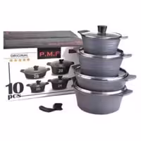 سرویس قابلمه چدن 10 پارچه p.m.f طوسی