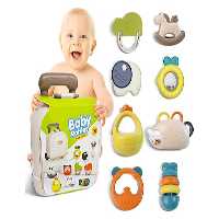 ست جغجغه  و دندانگیر صندوقی چمدانی  نوزادی8  عددی VIVAKIDS