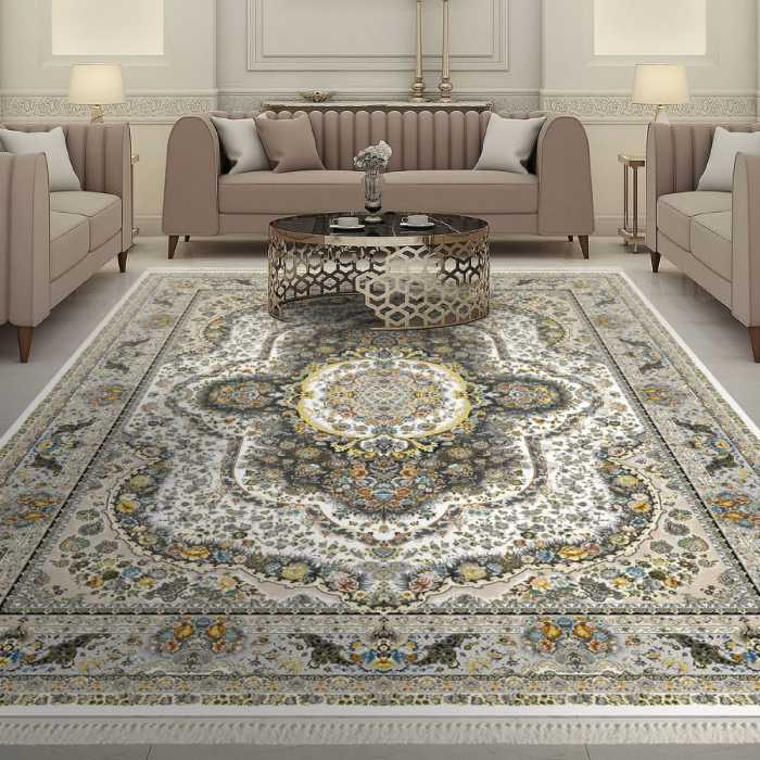 فرش پاتریس 1200شانه گل برجسته طرح مارالان کرم 12متری