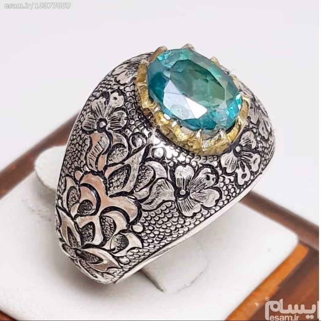 انگشتر تمام قلم توپاز سبز سوئیس5قیراطی (سختی7)کد2