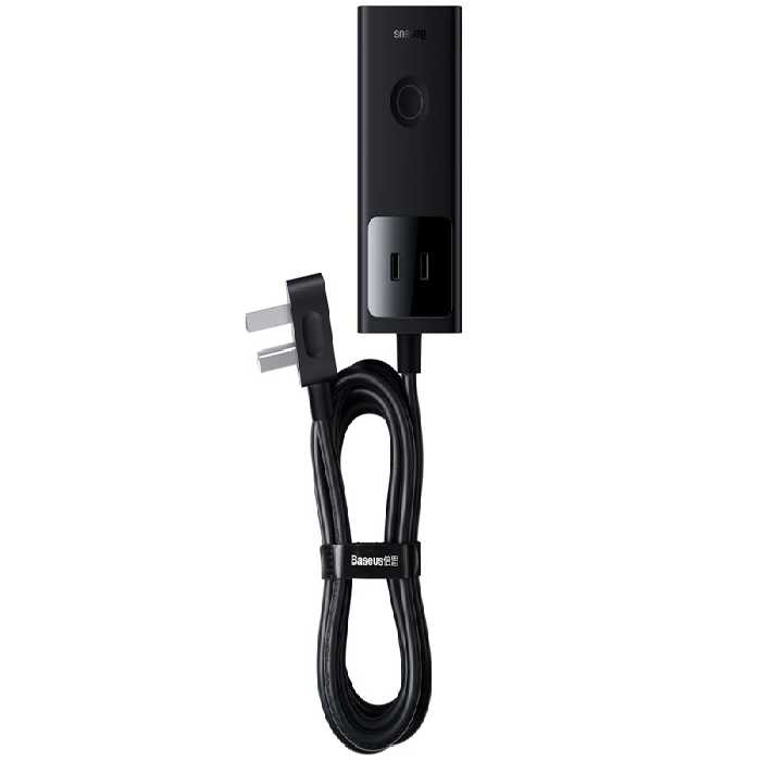 شارژر دیواری و آداپتور برق فست شارژ 30 وات با کابل برق 3 متری بیسوس Baseus PowerCombo Digital PowerStrip PSLA000101
