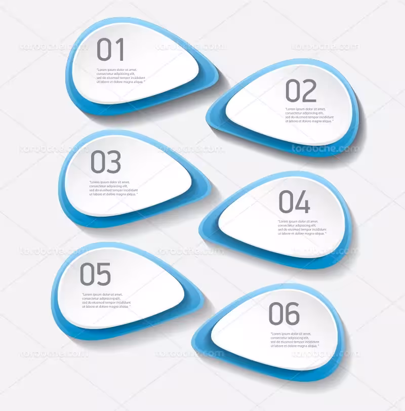 وکتور اینفوگرافیک 6 مرحله ای آبی | گرافیک با طعم تربچه