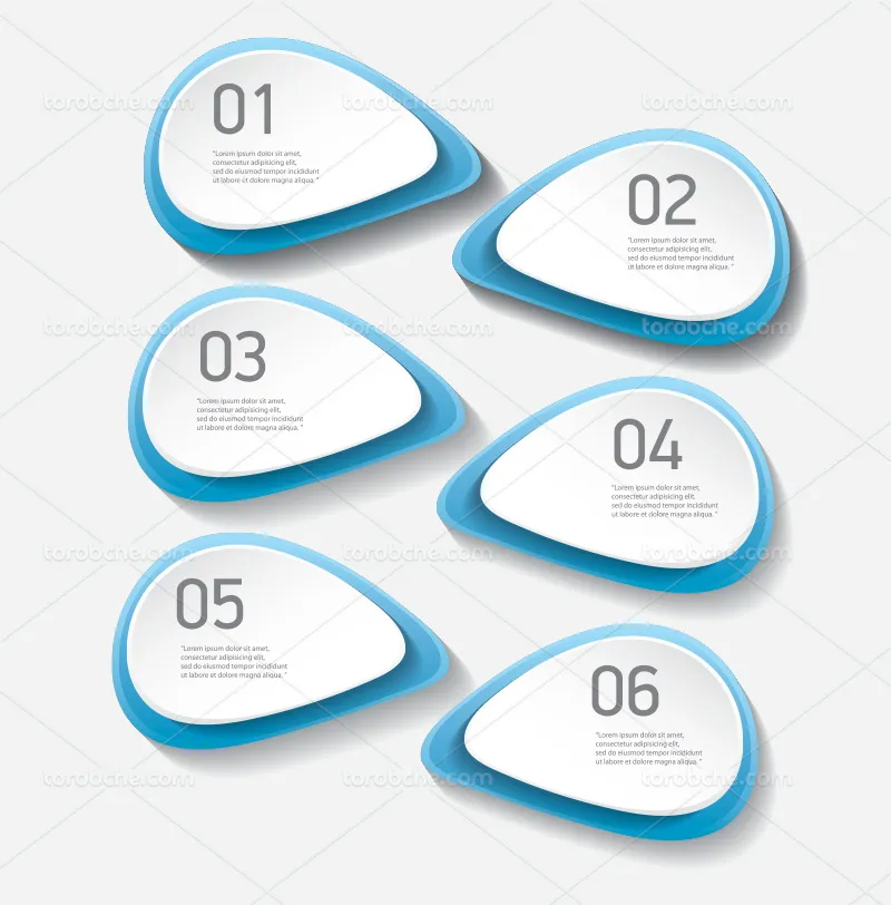 وکتور اینفوگرافیک 6 مرحله ای آبی | گرافیک با طعم تربچه