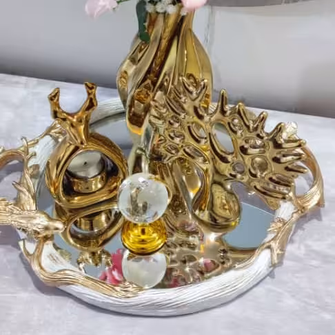 سینی گرد  و بیضی گنجشکی  کف آینه
