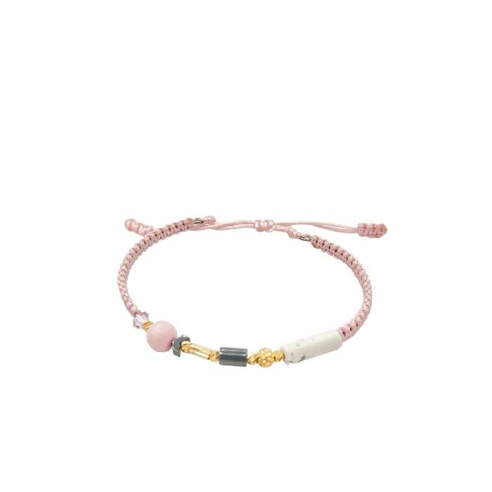 دستبند طلای 18 عیار تلفیقی سنگ و بند پارچه ای کد DP51