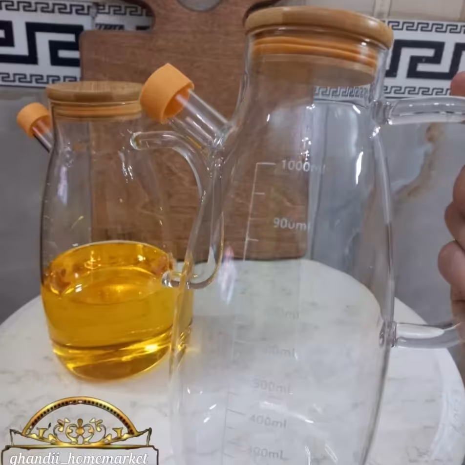 شیشه روغن پیرکس درب بامبو