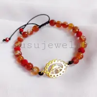 دستبند دخترانه سنگ عقیق و استیل پرنده عاشق 