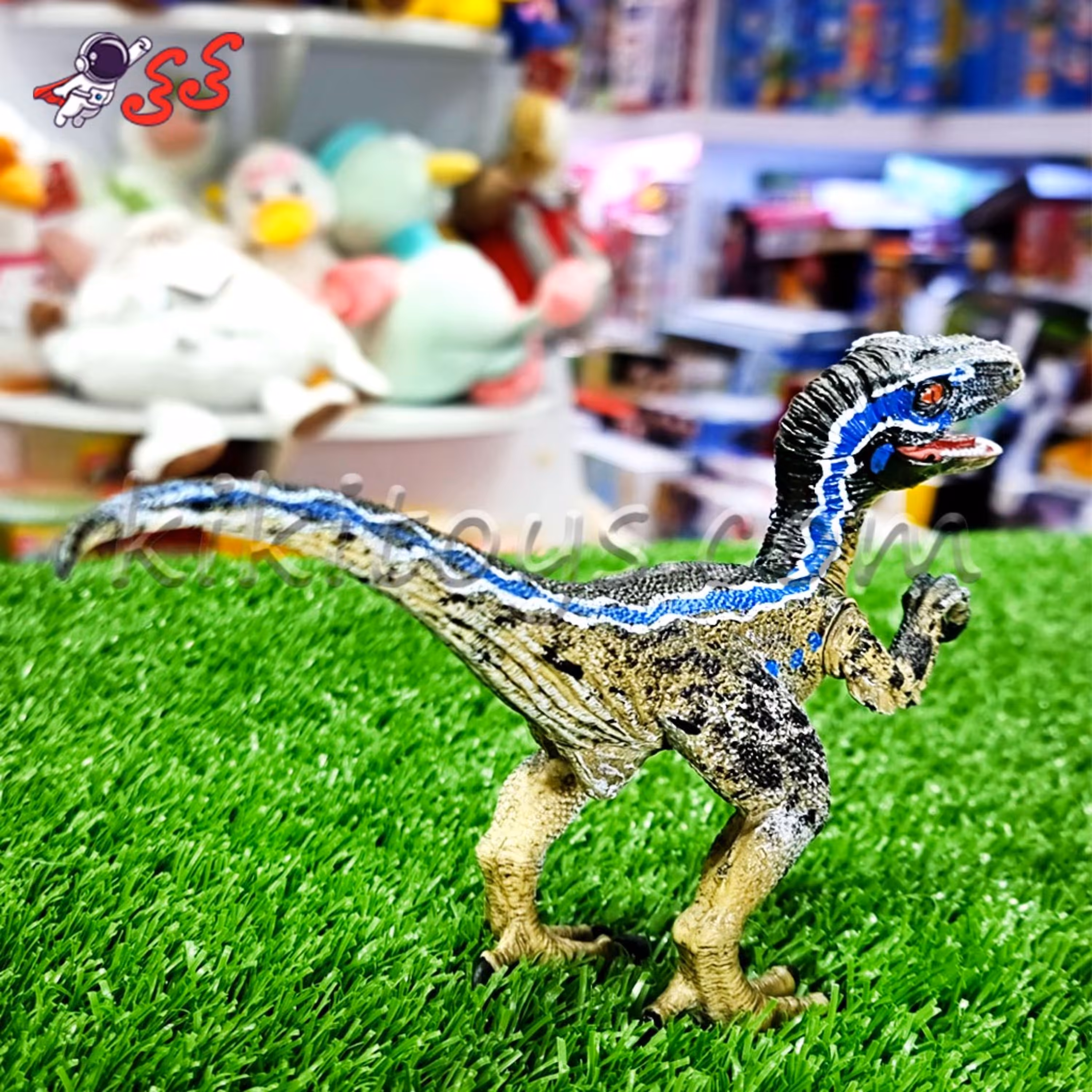 فیگور دایناسور ولاسیراپتور آبی کوچک Velociraptor