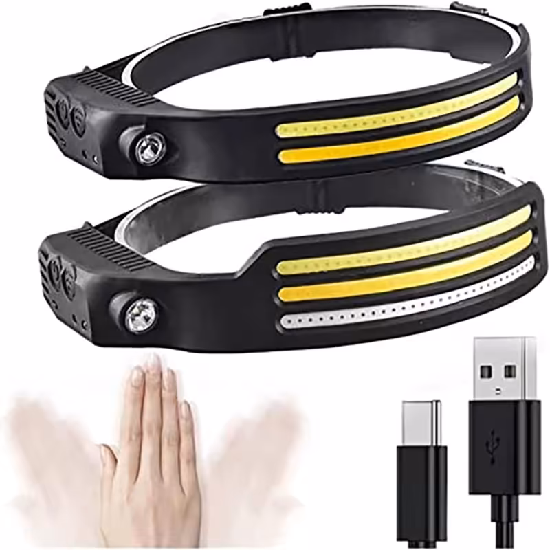 چراغ اضطراری،چراغ پیشانی ژله ای سنسور دار مدل W689-3،چراغ پیشانی،چراغ پیشانی مدل نواری 7حالته