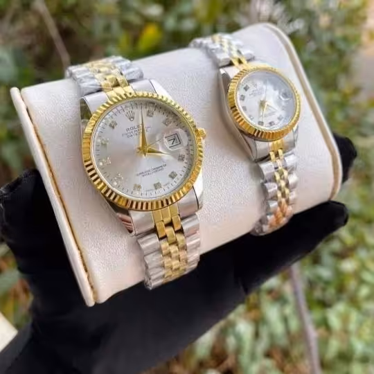 ست ساعت رولکس بنداستیل دورنگ 
کیفیت عالی تقویم دار شش ماه گارانتی موتور