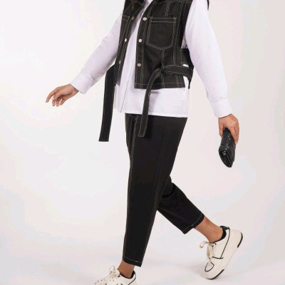 سه تکه شلوار و جلیقه لنین ترک و شومیز داکرون‌ پنبه