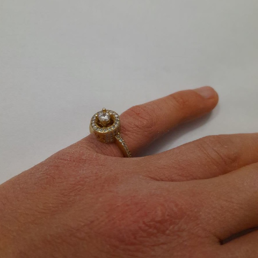 انگشتر دخترانه و رمانتیک نقره با آبکاری طلا