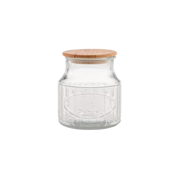 بانکه شیشه ای 800 میل درب چوبی لیمون