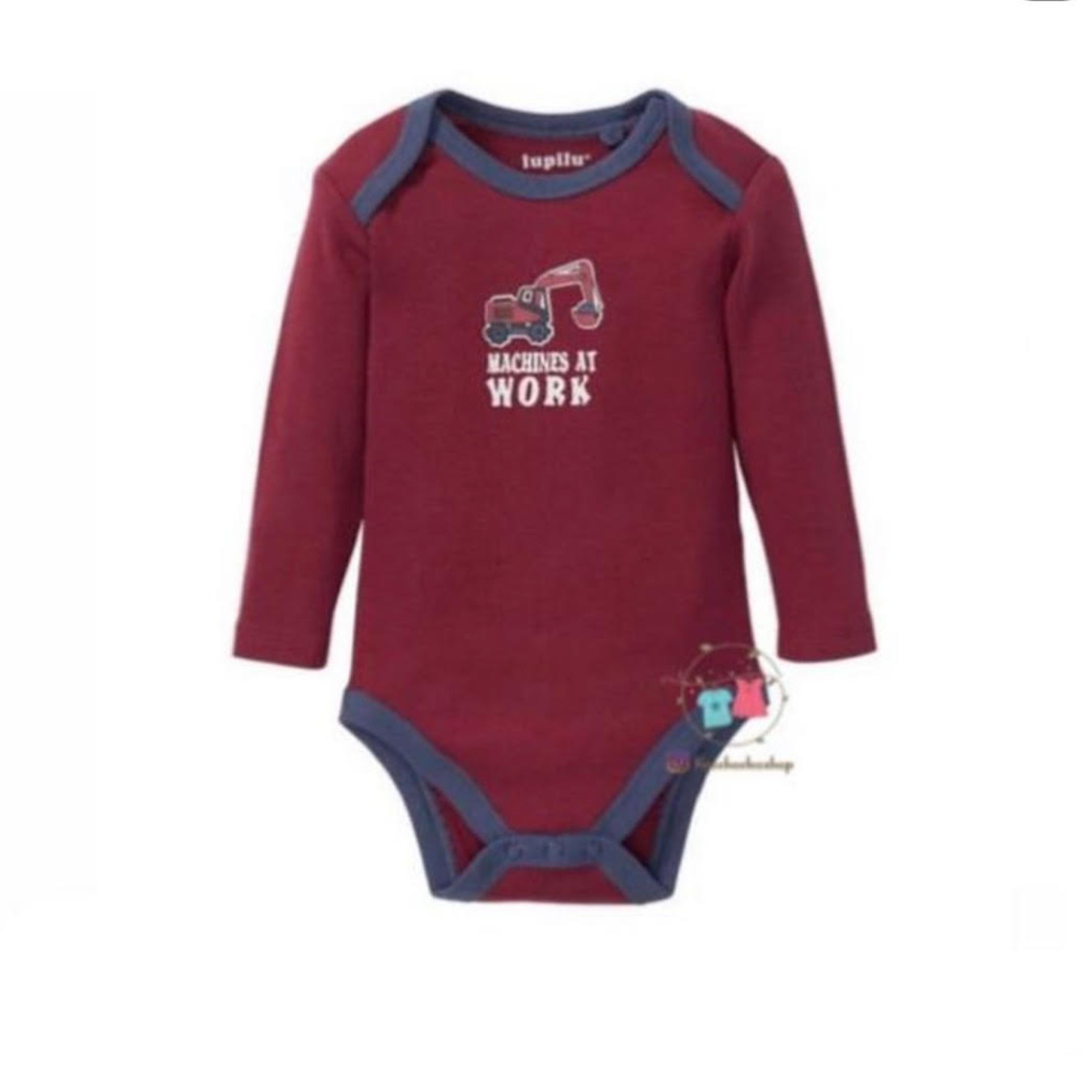 بادی زیر دکمه ای  نخی آلمانی نوزادی  2 تا 6  ماه  لوپیلو زرشکی