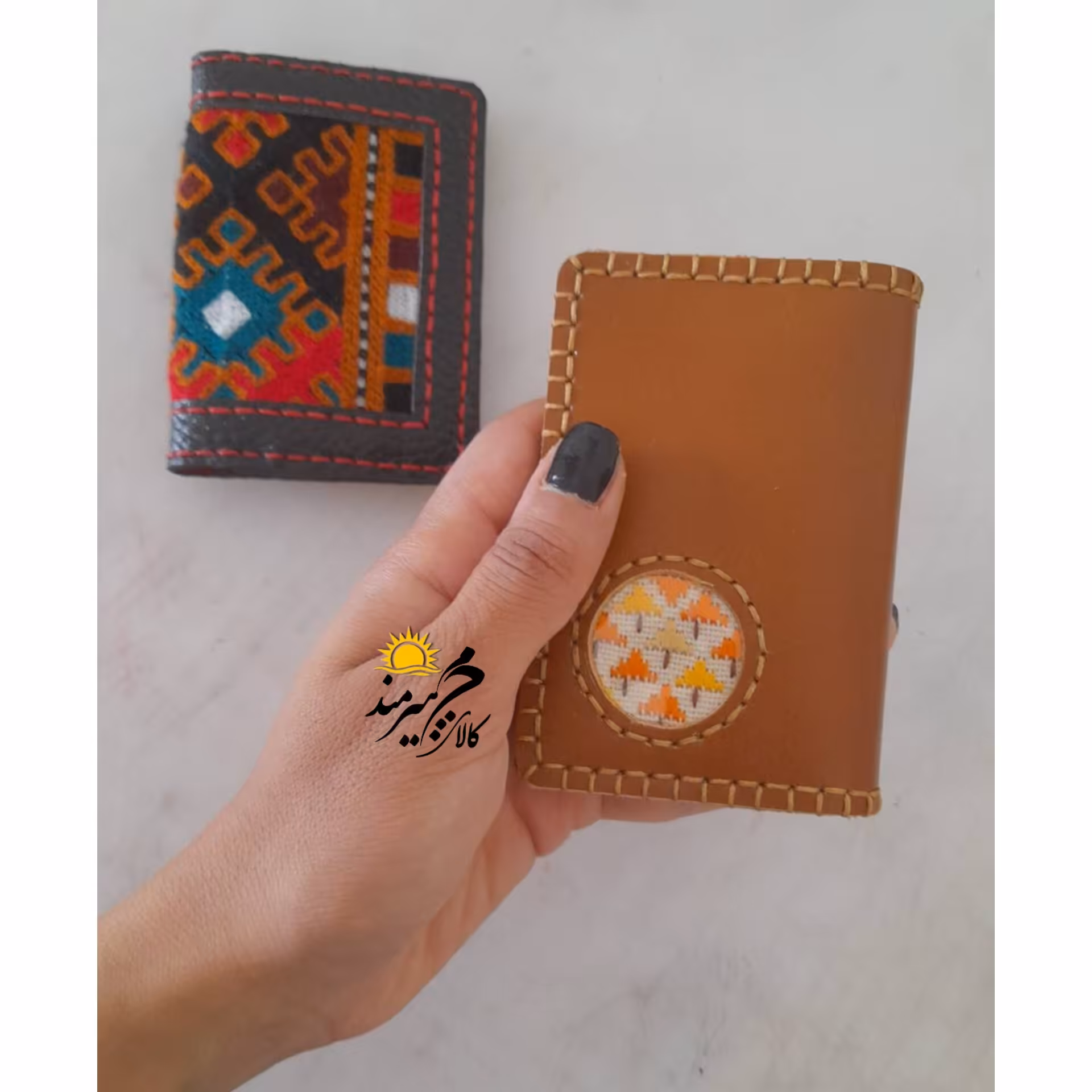 کیف کارت چرم سنتی دست دوز
