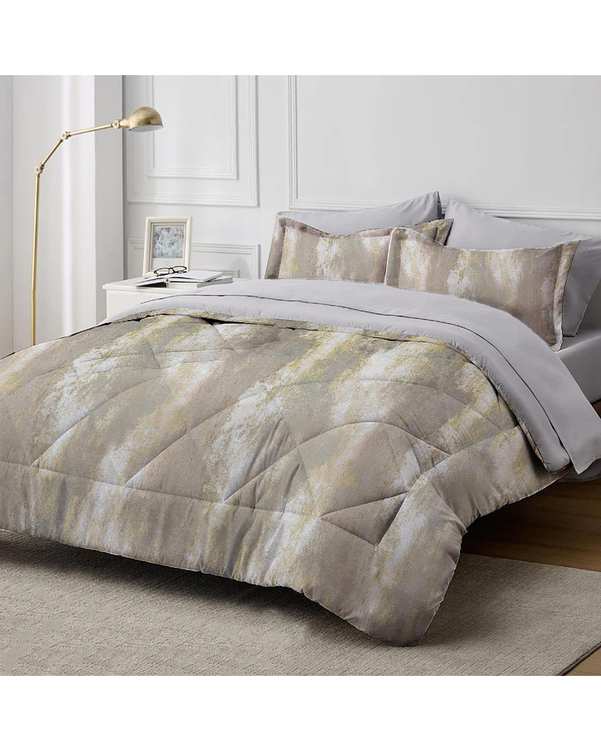 سرویس لحاف روتختی دو نفره 8 تکه نسکافه ای طلایی نوپه هوم Nopehome طرح مخمل شانل پتینه کد PENE