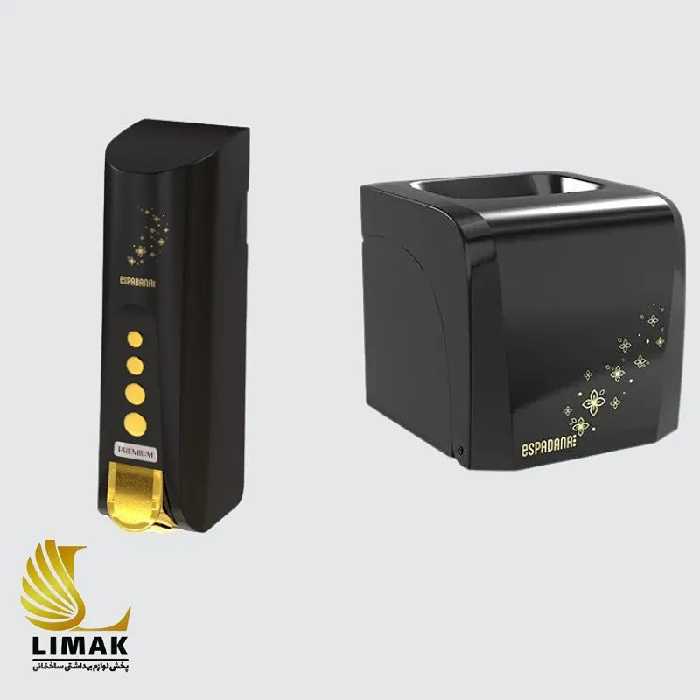 ست رنگی جا مایع و جا دتسمال بنتی اسپادانا رنگ مشکی دکورال