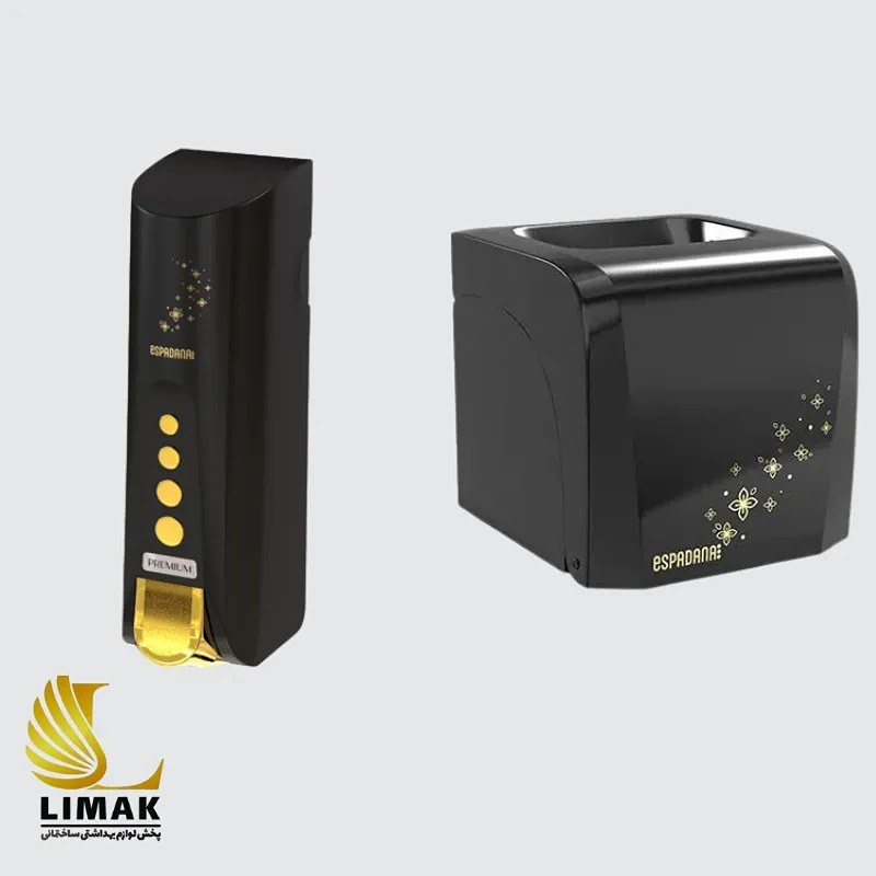 ست رنگی جا مایع و جا دتسمال بنتی اسپادانا رنگ مشکی دکورال