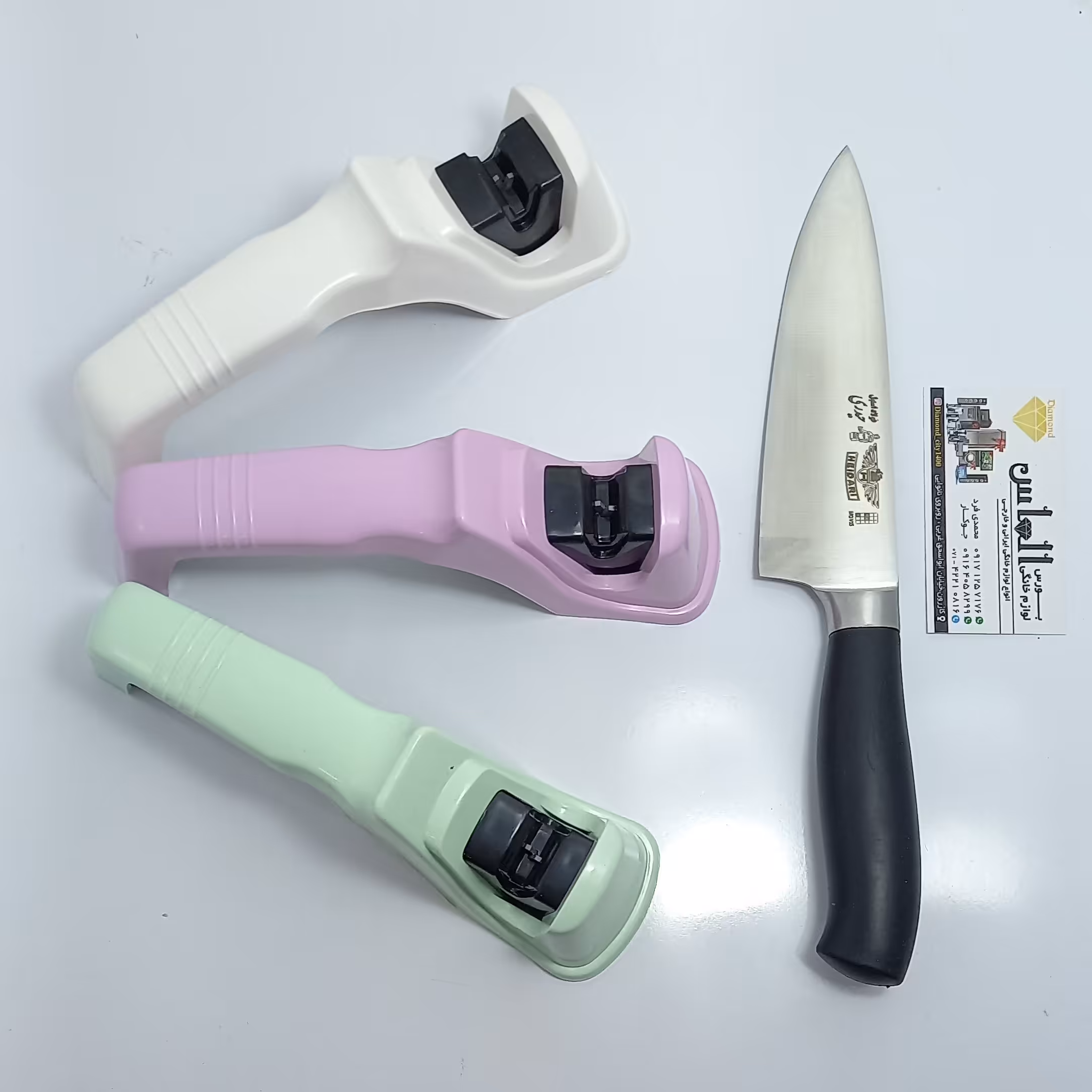 چاقو تیز کن دسته دار  درجه یک با کاربری آسان و ایمن ، کارد تیز کن ، مناسب تیز کردن قیچی ، تیغه خرد کن و  چاقو.پس کرایه